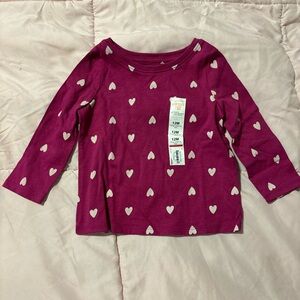 Jumping Beans Long Sleeve Shirt - Magenta with Hearts
